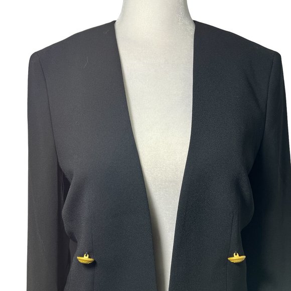 LN EXPRESS Black Blazer with Gold Hardware Size Small - Picture 5 of 9